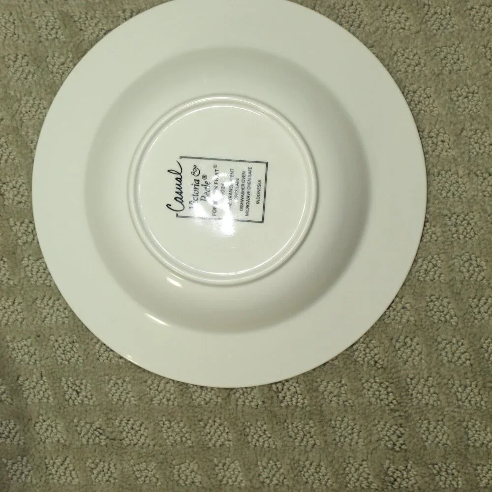 4 Set Victoria Beale Casual Forbidden Fruit Flat Rimmed Soup Pasta Salad Bowls